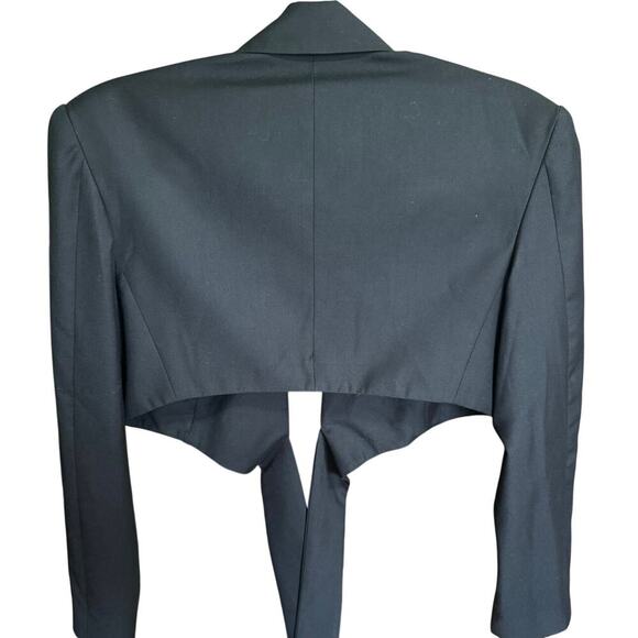 Ronny Kobo Zuna Jacket Cropped Blazer Wrap Tie Long Sleeve Black Size Small - Picture 8 of 13